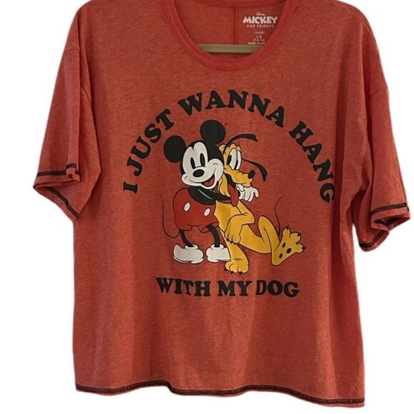 Mickey and Friends I Just Wanna Hang Out with my Dog Tee Shirt Size 12-14 Girls - Picture 2 of 7